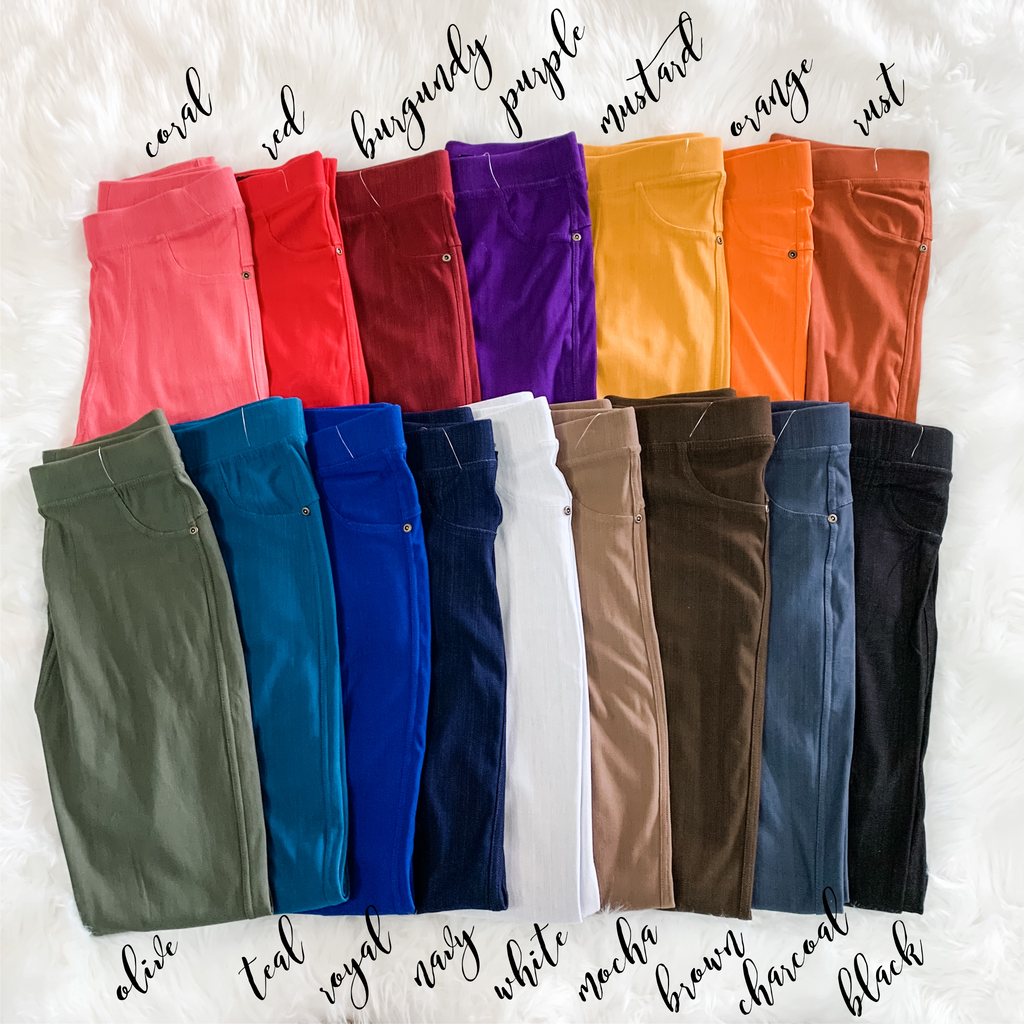 Solid Stretch Jeggings (Colors)