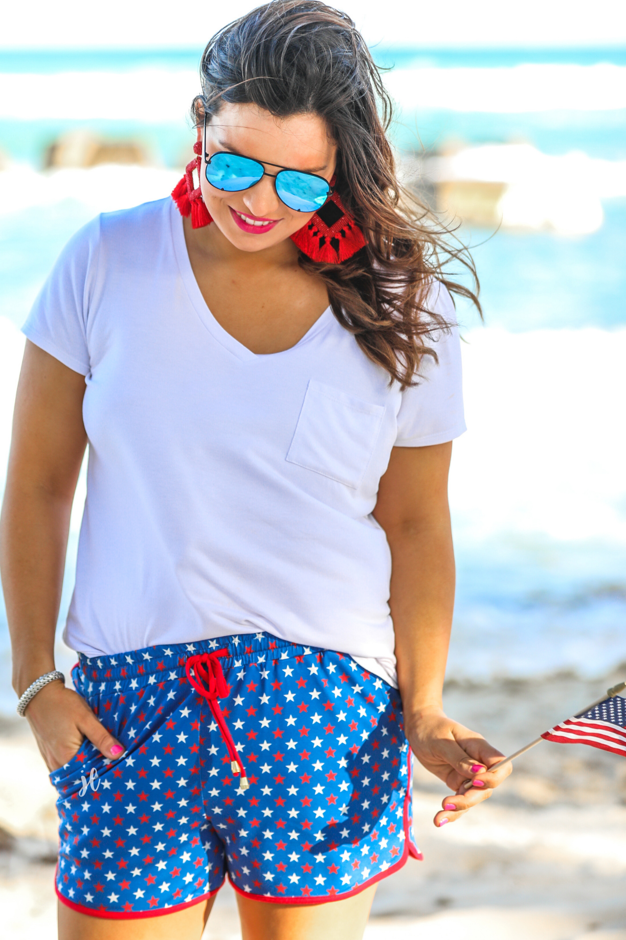 Star Spangled Drawstring Everyday Shorts BLUE (Darby)