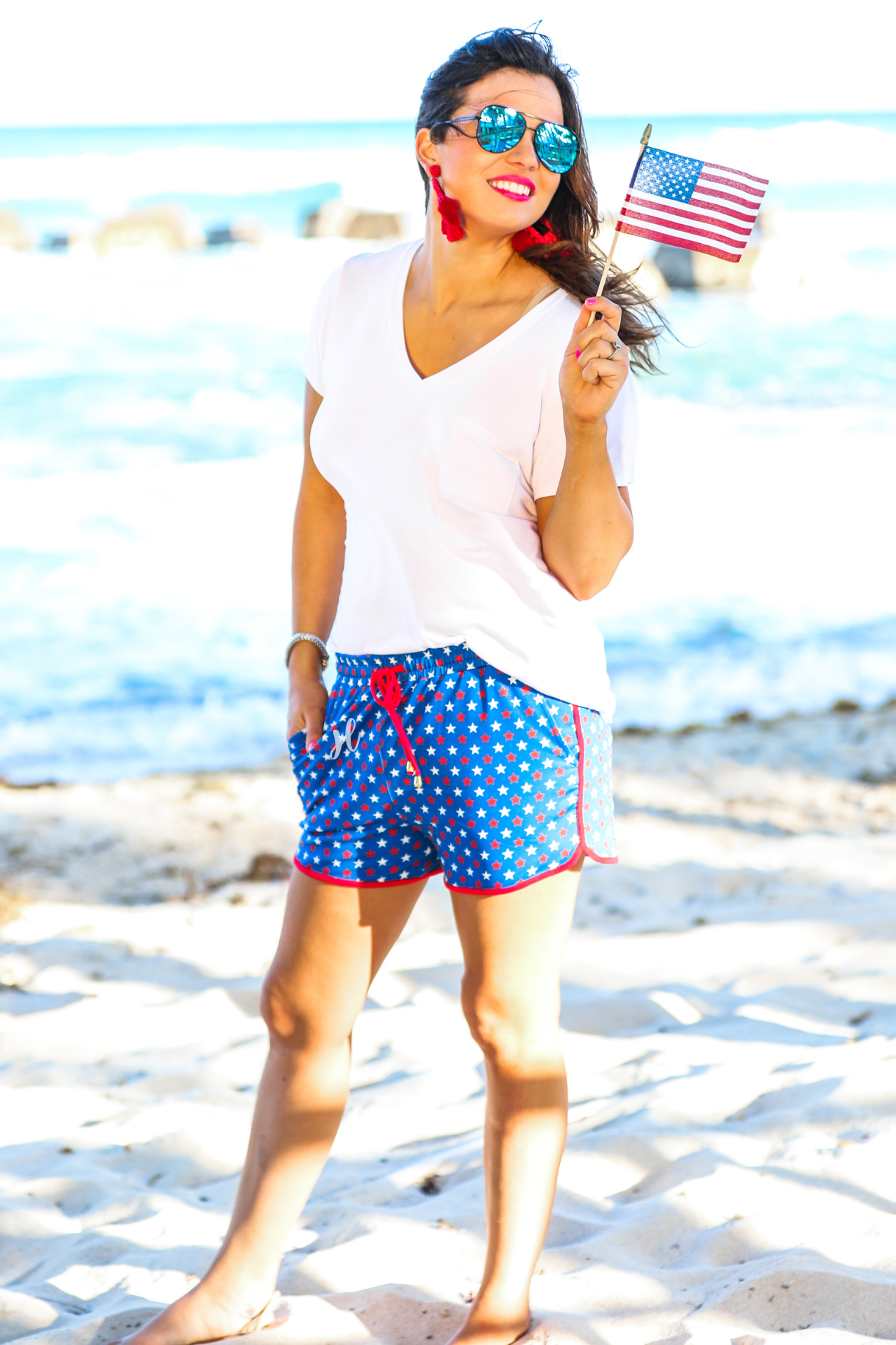 Star Spangled Drawstring Everyday Shorts BLUE (Darby)