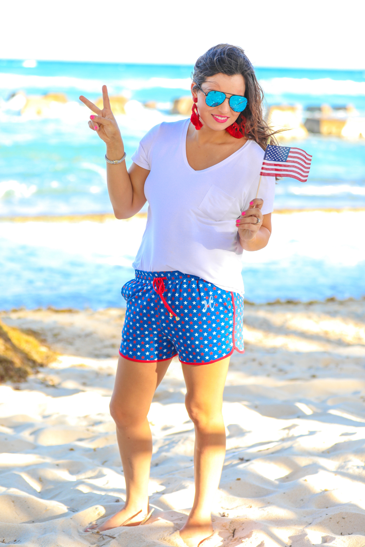 Star Spangled Drawstring Everyday Shorts BLUE (Darby)