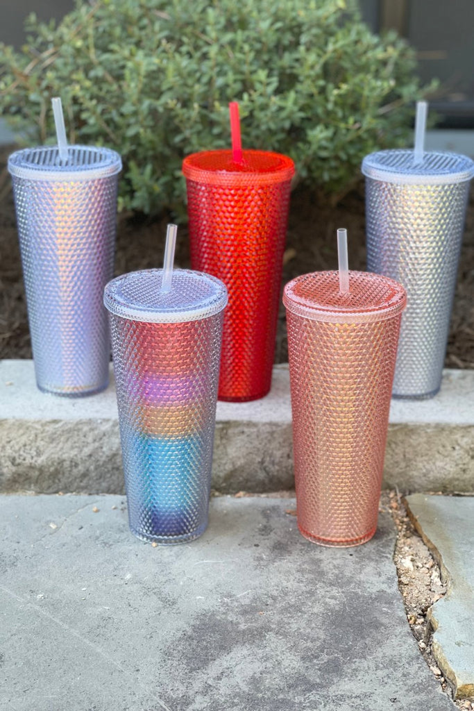 Studded Tumbler Cups - Lavender, Red, Silver, Rainbow, Rose Gold