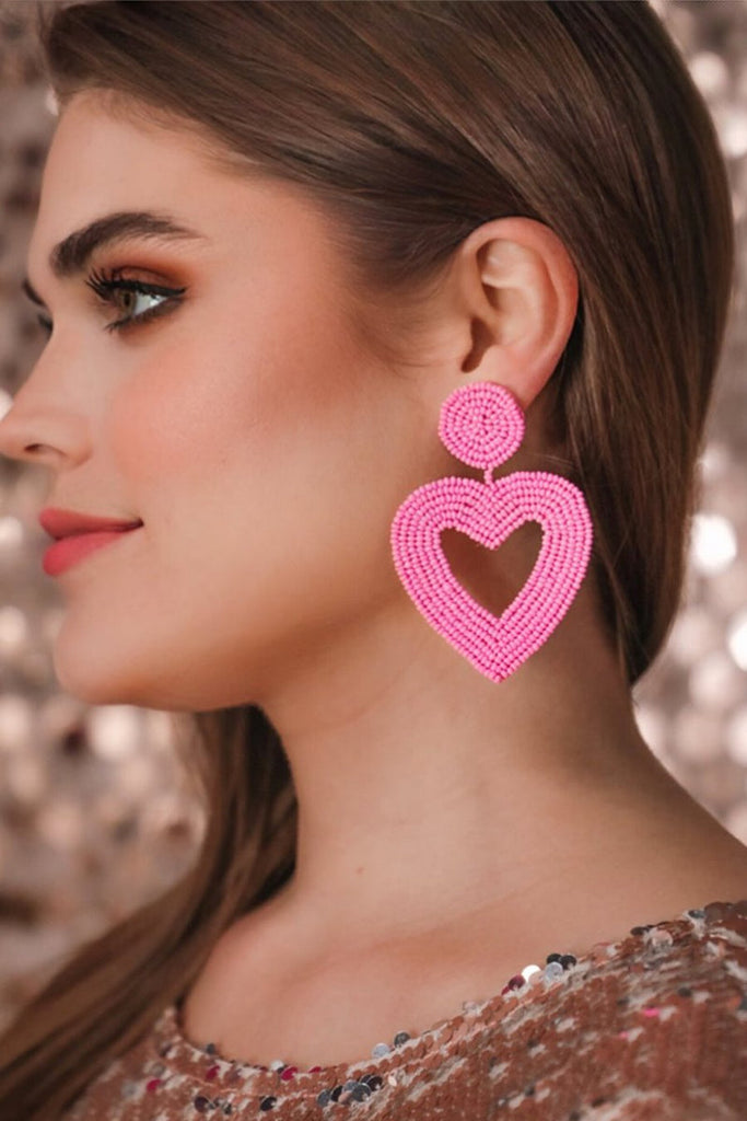 Always My Valentine Beaded Heart Earrings LIGHT PINK (Brittany)