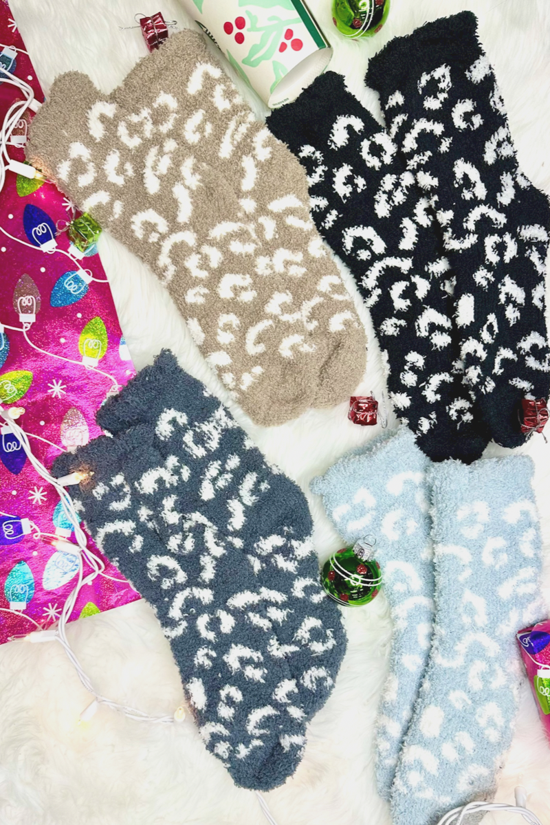 Cozy Chic Fuzzy Leopard Socks (colors)