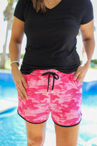 On the Hunt Pink Camo Drawstring Everyday Shorts PINK (Darby)