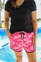 On the Hunt Pink Camo Drawstring Everyday Shorts PINK (Darby)